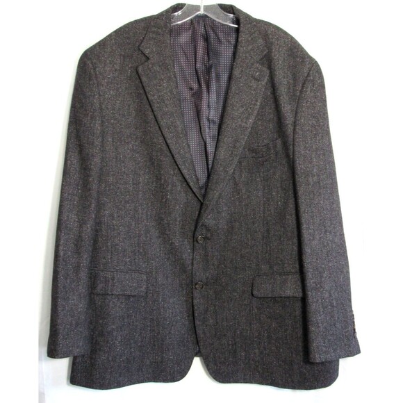 Ralph Lauren Blue Label Black Speckled Wool Silk 2 Button Blazer Jacket 48R EUC